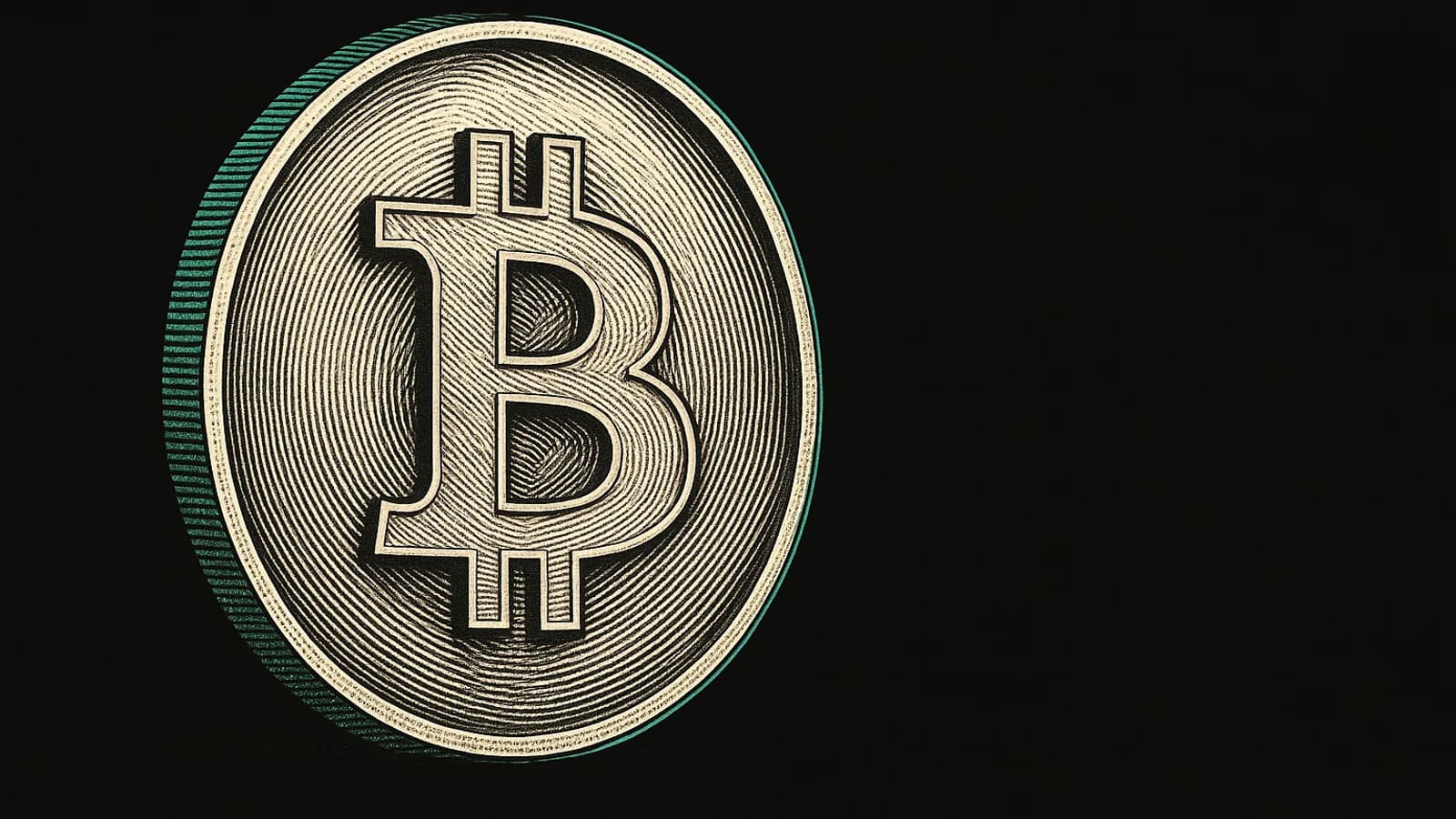 Mince se symbolem bitcoinu a zeleným lemem, ilustrace