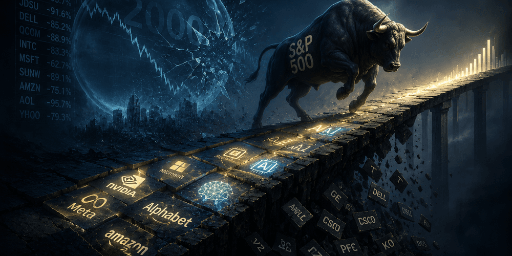 S&P 500 na historickém maximu, ale 96 % akcií na něm neparticipuje. Tohle ukazují data z roku 2000